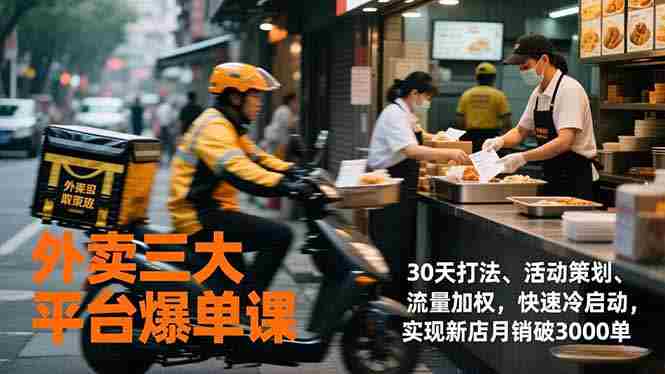 （17019期）外卖三大平台爆单课，30天打法、活动策划、流量加权，快速冷启动，实现新店月销破3000单