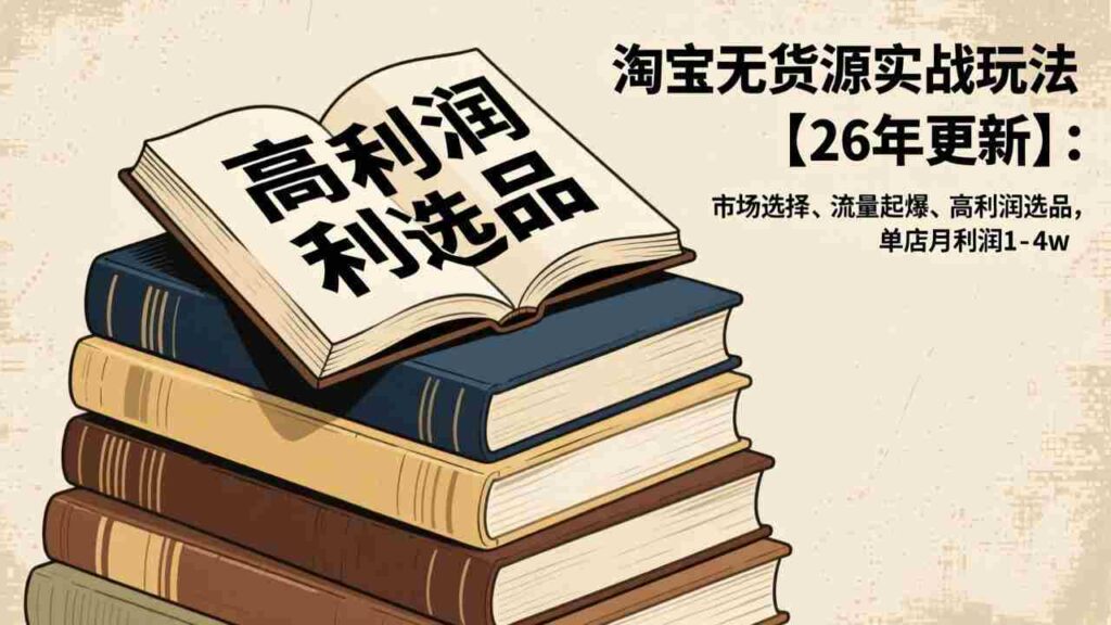 （17046期）淘宝无货源实战玩法【26年更新】：市场选择、流量起爆、高利润选品，单店月利润1-4w