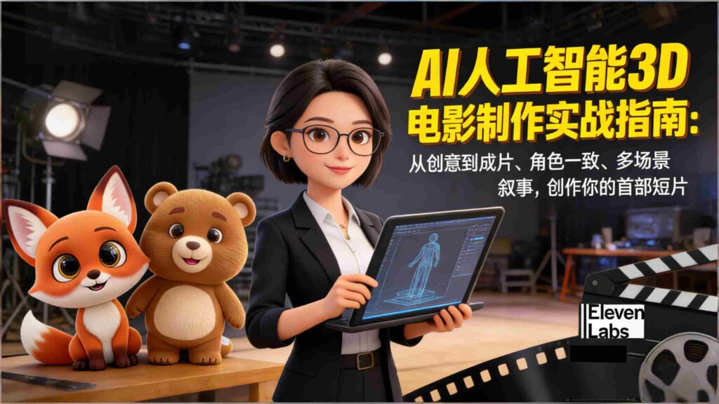 （17154期）AI人工智能3D电影制作实战指南：从创意到成片、角色一致、多场景叙事，创作你的首部短片