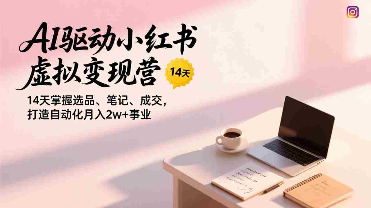 （17204期）AI驱动小红书虚拟变现营，14天掌握选品、笔记、成交，打造自动化月入2w+事业