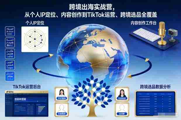 跨境出海实战营，从个人IP定位、内容创作到TikTok运营、跨境选品全覆盖