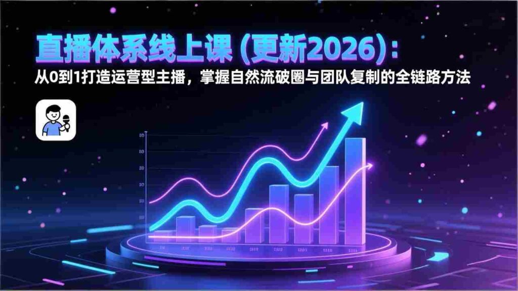 （17256期）直播体系线上课(更新2026)：从0到1打造运营型主播，掌握自然流破圈与团队复制的全链路方法