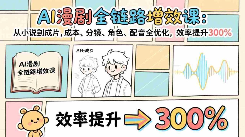 （17245期）AI漫剧全链路增效课：从小说到成片，成本、分镜、角色、配音全优化，效率提升300%