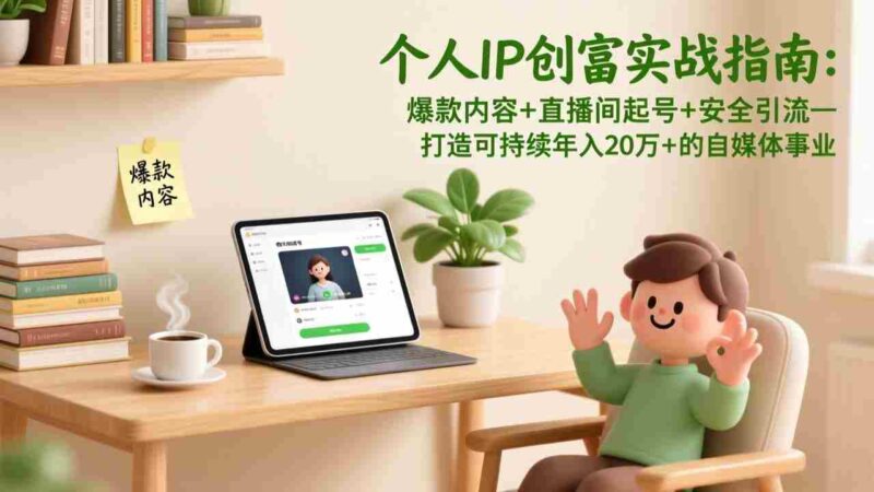 (17217期)个人IP创富实战指南:爆款内容+直播间起号+安全引流,打造可持续年入20万+的自媒体事业-中创网,冒泡网,福缘网创业项目大全-创安网