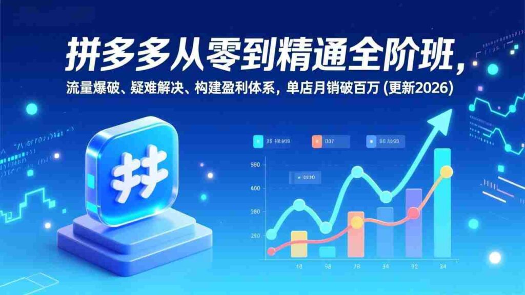 （17148期）拼多多从零到精通全阶班，流量爆破、疑难解决，构建盈利体系，单店月销破百万(更新2026)