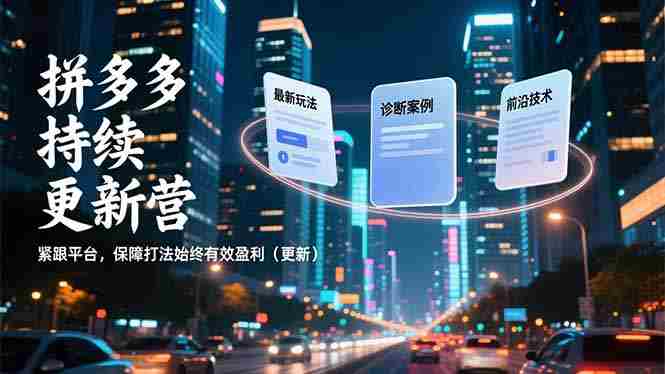 （16987期）拼多多持续更新营，最新玩法、诊断案例、前沿技术，紧跟平台，保障打法始终有效盈利（更新）