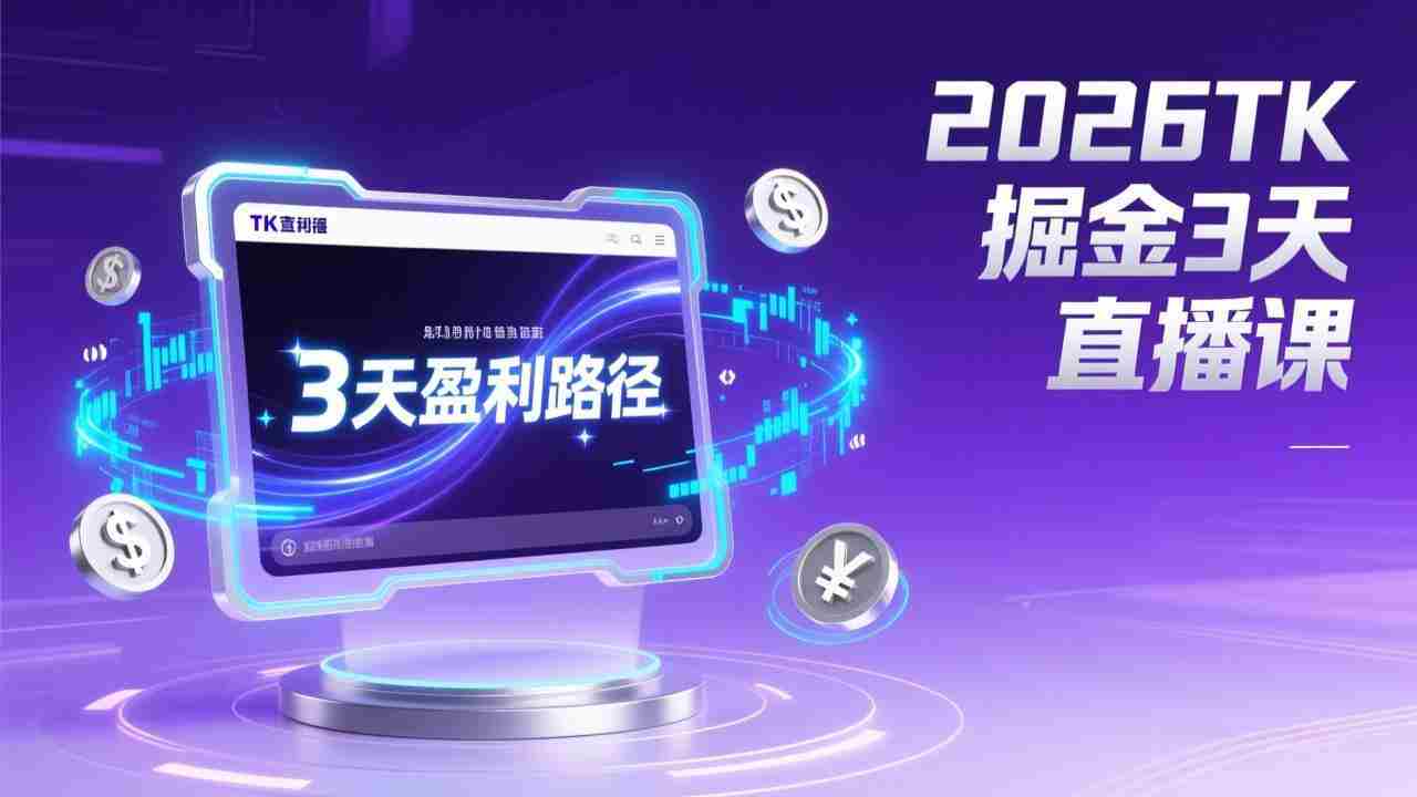 （17147期）2026TK掘金直播课，起号涨粉+直播带货+商单变现+3天打通盈利路径，月入过万美金