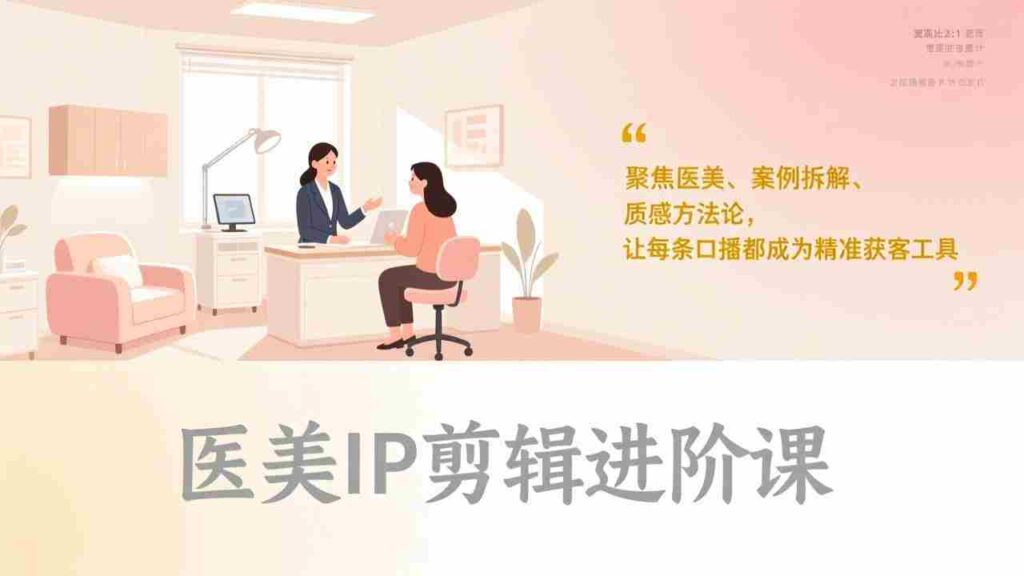 （17303期）医美IP剪辑进阶课，聚焦医美、案例拆解、质感方法论，让每条口播都成为精准获客工具
