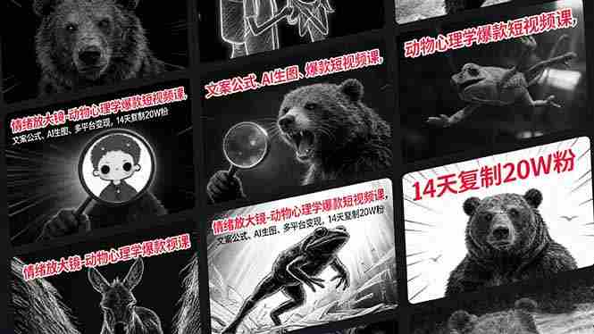 （17376期）情绪放大镜-动物心理学爆款短视频课，文案公式、AI生图、多平台变现，14天复制20W粉
