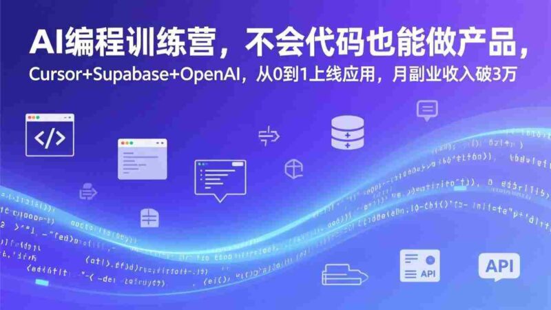 (17388期)AI编程训练营,不会代码也能做产品,Cursor+Supabase+OpenAI,从0到1上线应用,月副业收入破3万-中创网,冒泡网,福缘网创业项目大全-创安网