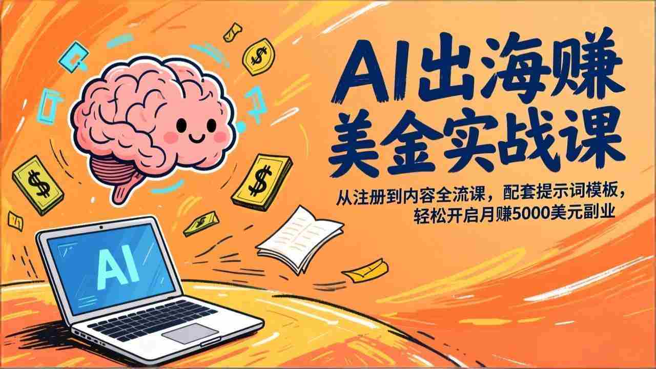 （17298期）AI出海赚美金实战课，从注册到内容全流程，配套提示词模板，轻松开启月赚5000美元副业