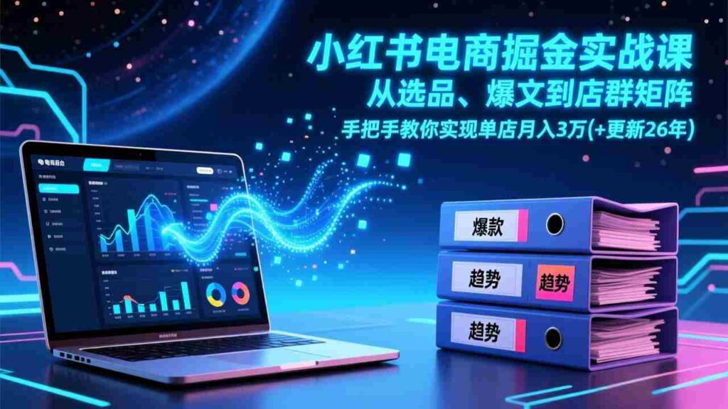 （17290期）小红书电商掘金实战课，从选品、爆文到店群矩阵，手把手教你实现单店月入3万+(更新26年)