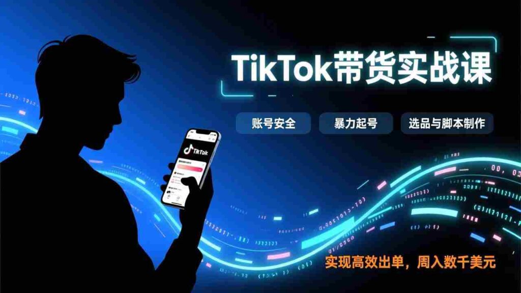 （17278期）TikTok带货实战课，涵盖账号安全、暴力起号、选品与脚本制作，实现高效出单，周入数千美元