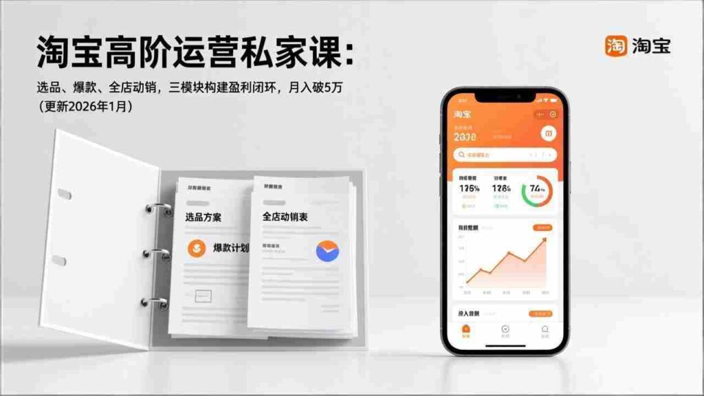 （17280期）淘宝高阶运营私家课：选品、爆款、全店动销，三模块构建盈利闭环，月入破5万（更新26年1月）