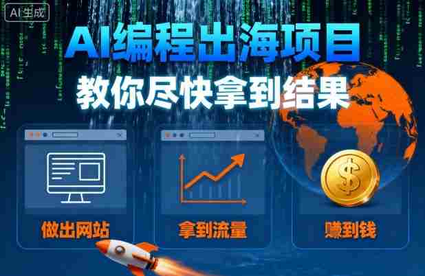 AI编程出海项目，教你尽快拿到结果-做出网站、拿到流量、賺到钱