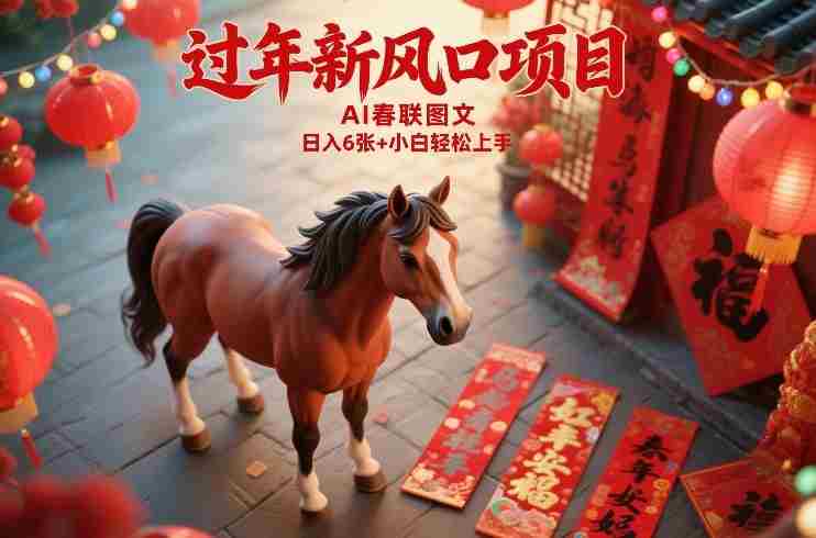 过年新风口项目，用ai春联图文，日入6张+小白轻松上手【揭秘】
