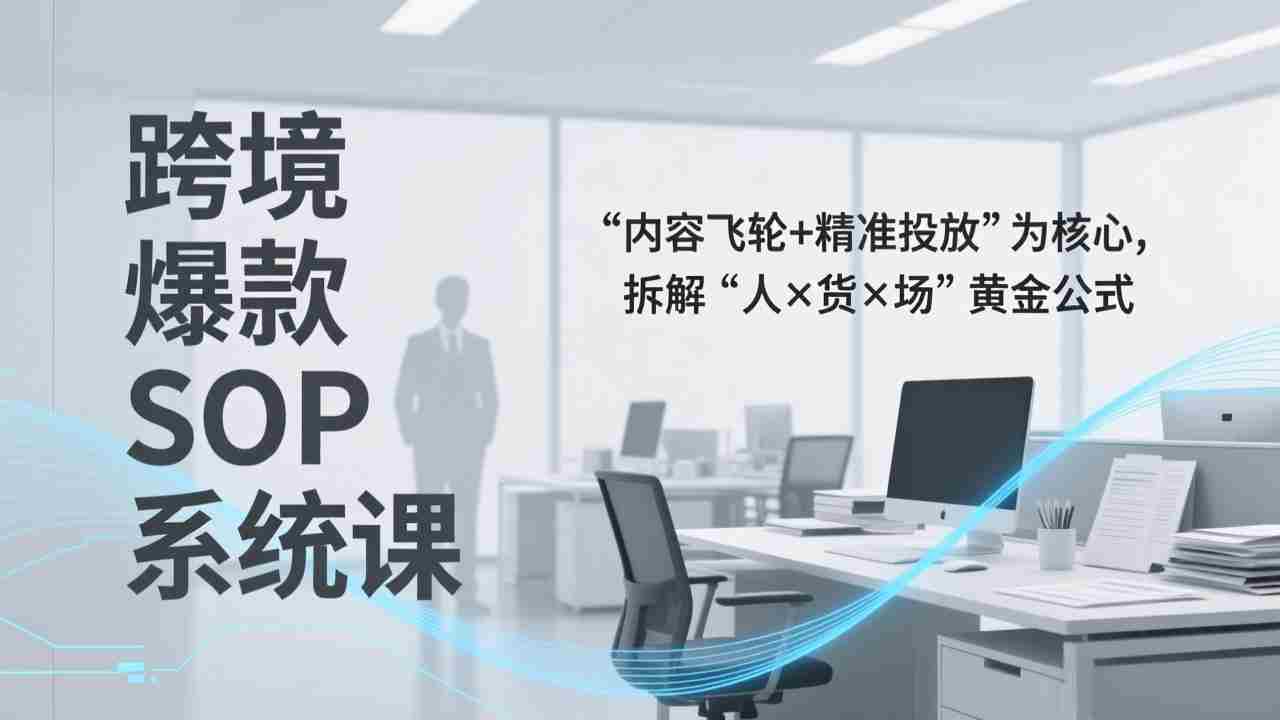 （17370期）跨境爆款SOP系统课，“内容飞轮+精准投放”为核心，拆解“人×货×场”黄金公式