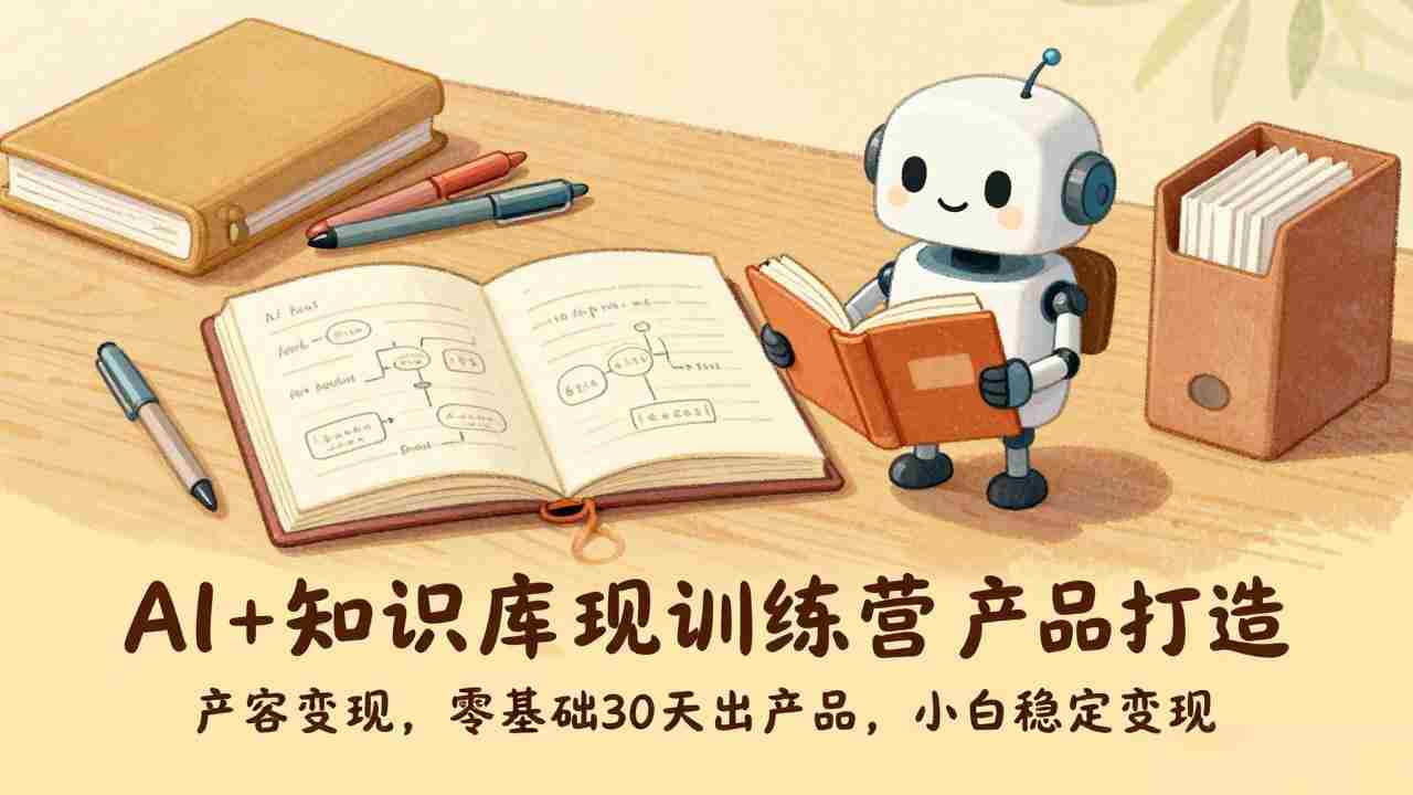 （17323期）AI+知识库变现训练营，产品打造、内容创作、全平台变现，零基础30天出产品，小白稳定变现