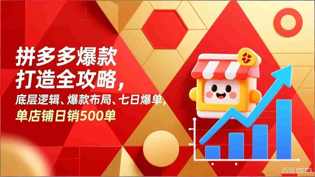 （17346期）拼多多爆款打造全攻略，底层逻辑、爆款布局、七日爆单，单店铺日销500单