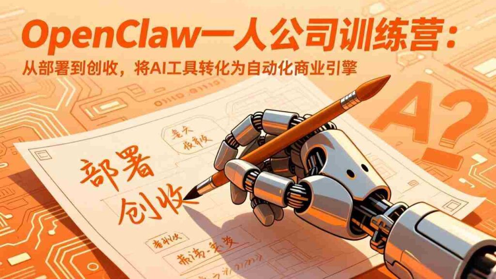 （17540期）OpenClaw一人公司训练营：从部署到创收，将AI工具转化为自动化商业引擎