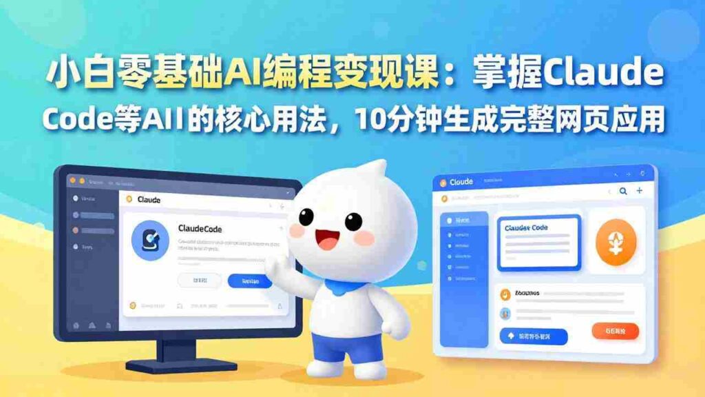 （17562期）小白零基础AI编程变现课：掌握Claude Code等AI工具的核心用法，10分钟生成完整网页应用