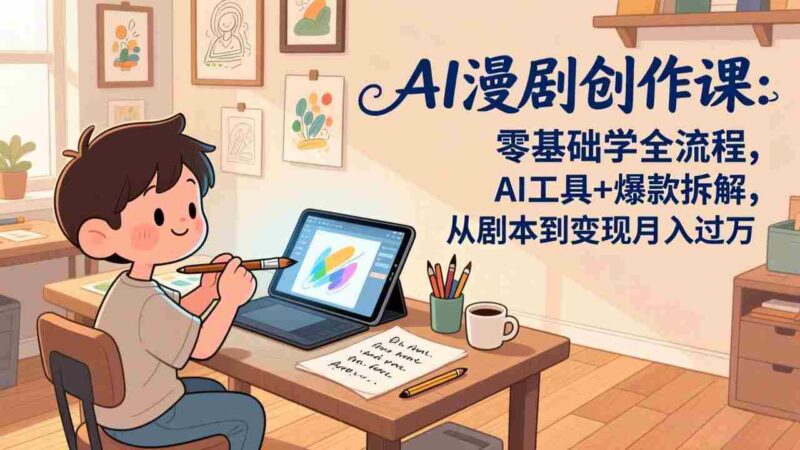 (17519期)AI漫剧创作课:零基础学全流程,AI工具+爆款拆解,从剧本到变现月入过万-中创网,冒泡网,福缘网创业项目大全-创安网