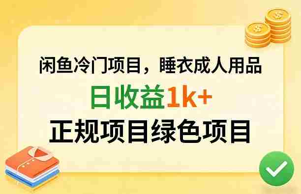 闲鱼冷门项目，情趣内衣成人用品，日收益1k+，正规项目绿色项目