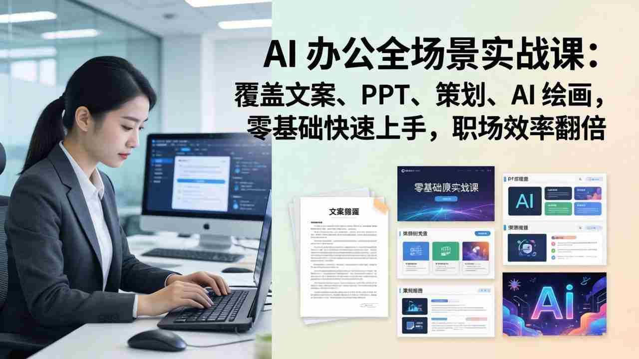 （17732期） AI 办公全场景实战课：覆盖文案、PPT、策划、AI 绘画，零基础快速上手，职场效率翻倍