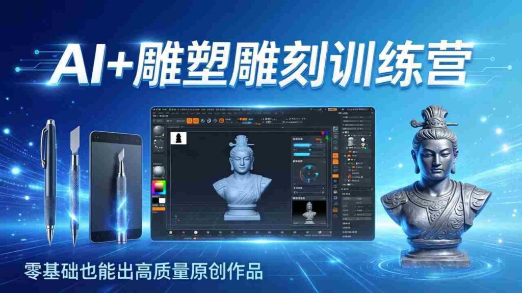 （17651期）AI+雕塑雕刻训练营：从AI创作、大模型训练到3D雕刻 + 渲染，零基础也能出高质量原创作品