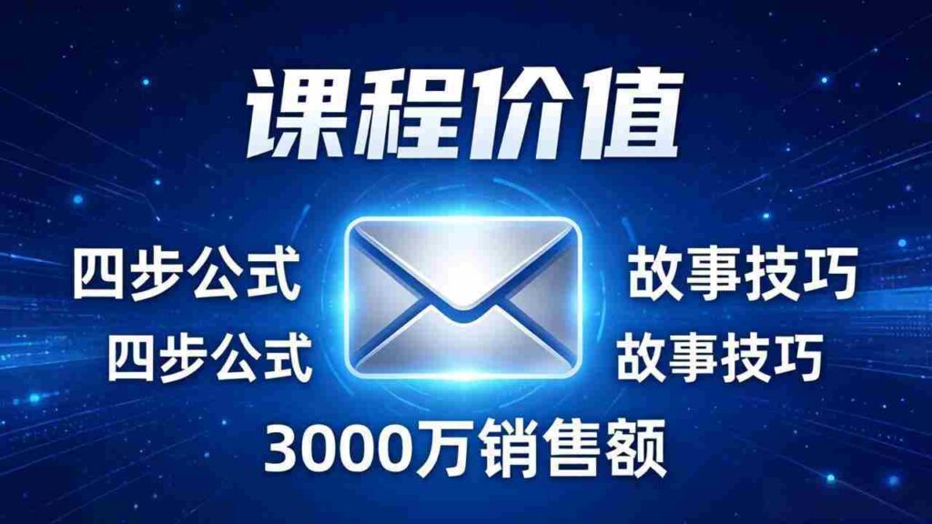 （17771期）高效邮件销售课：15分钟写出高转化邮件，四步公式+故事技巧，3000万销售额玩法拆解