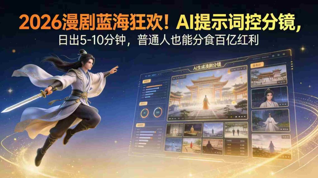 （17734期）2026漫剧红利实锤！ AI 提示词控分镜， 普通人也能轻松月入过万