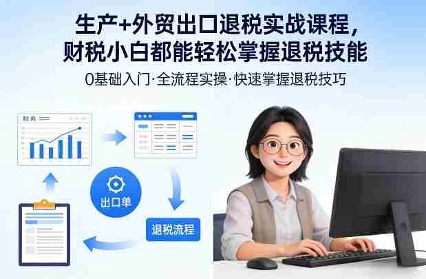 生产+外贸出口退税实战课程，财税小白都能轻松掌握退税技能