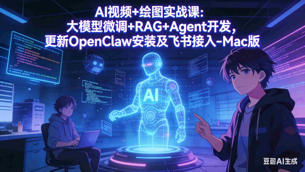 （17594期）AI视频+绘图实战课：大模型微调+RAG+Agent开发，更新OpenClaw安装及飞书接入-Mac版