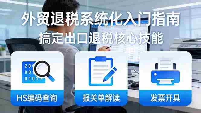 （17601期）外贸退税系统化入门指南：HS编码查询+报关单解读+发票开具，一套课程搞定出口退税核心技能