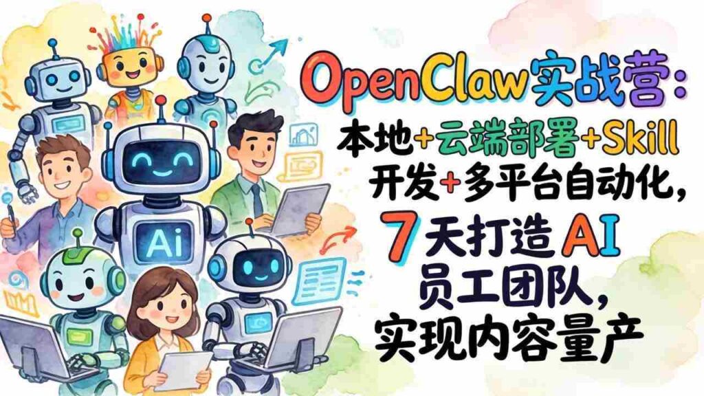 （17673期）OpenClaw实战营-更新：本地+云端部署+Skill开发+多平台自动化，7天打造AI员工团队+实现内容量产