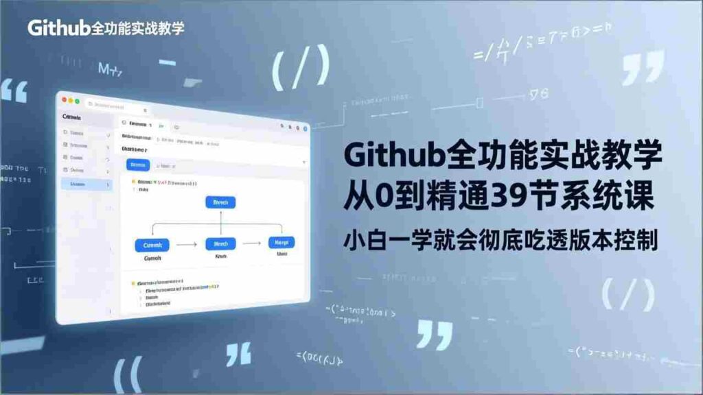 （17501期）GitHub-全功能实战教学，从0到精通39节系统课，小白一学就会彻底吃透版本控制