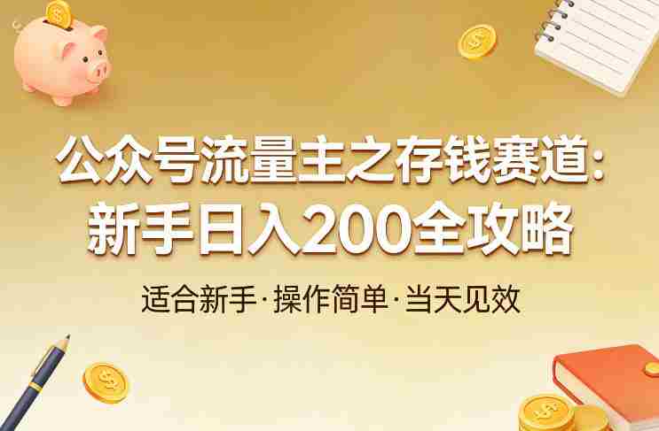 公众号流量主之存钱赛道，贴合当下需求，适合新手，一天收益2张