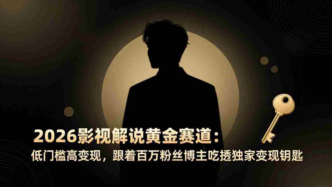 （17721期）2026影视解说黄金赛道：低门槛高变现，跟着百万粉丝博主吃透独家变现钥匙