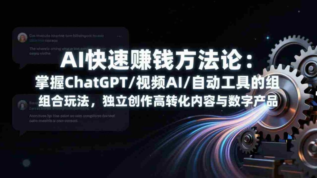 （17560期）AI快速赚钱方法论：掌握ChatGPT/视频AI/自动化工具的组合玩法，独立创作高转化内容与数字产品