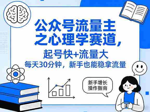 公众号流量主之心理学赛道，起号快+流量大，每天30分钟，新手也能稳拿流量！