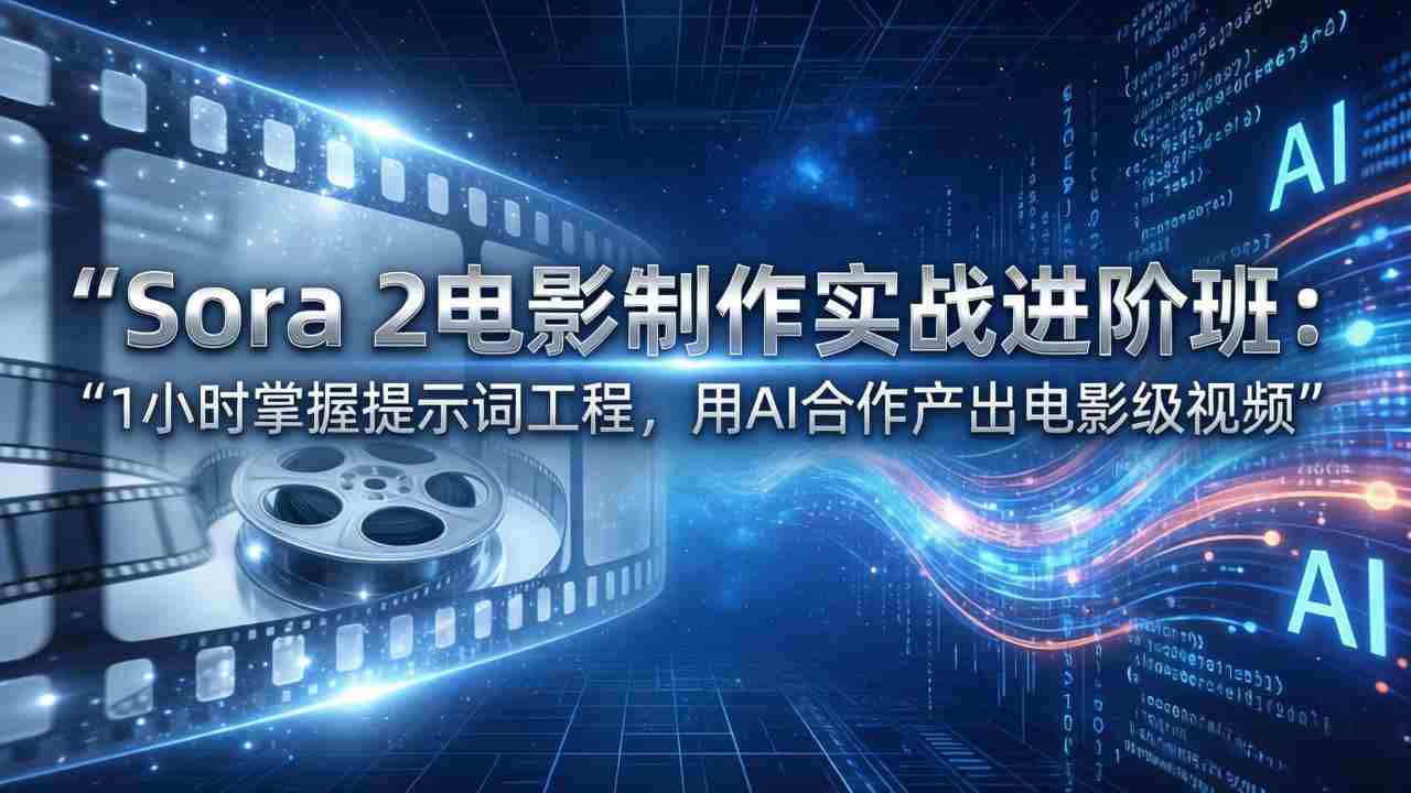 （17679期）Sora 2电影制作实战进阶班：1小时掌握提示词工程，用AI合作产出电影级视频