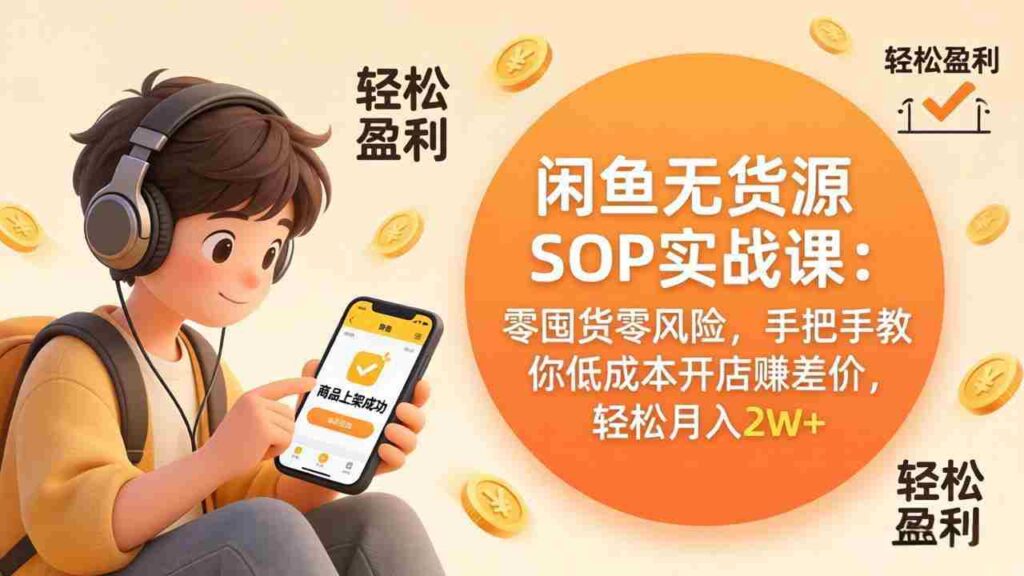 （17838期）闲鱼无货源SOP实战课：零囤货零风险，手把手教你低成本开店赚差价，轻松月入2w+