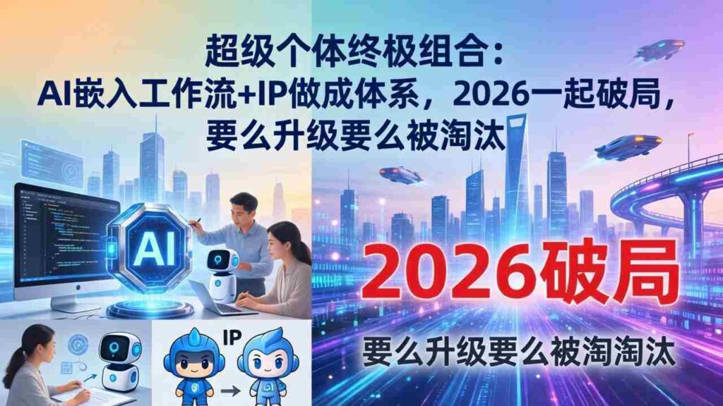 （17789期）超级个体终极组合：AI嵌入工作流+IP做成体系，2026一起破局，要么升级要么被淘汰