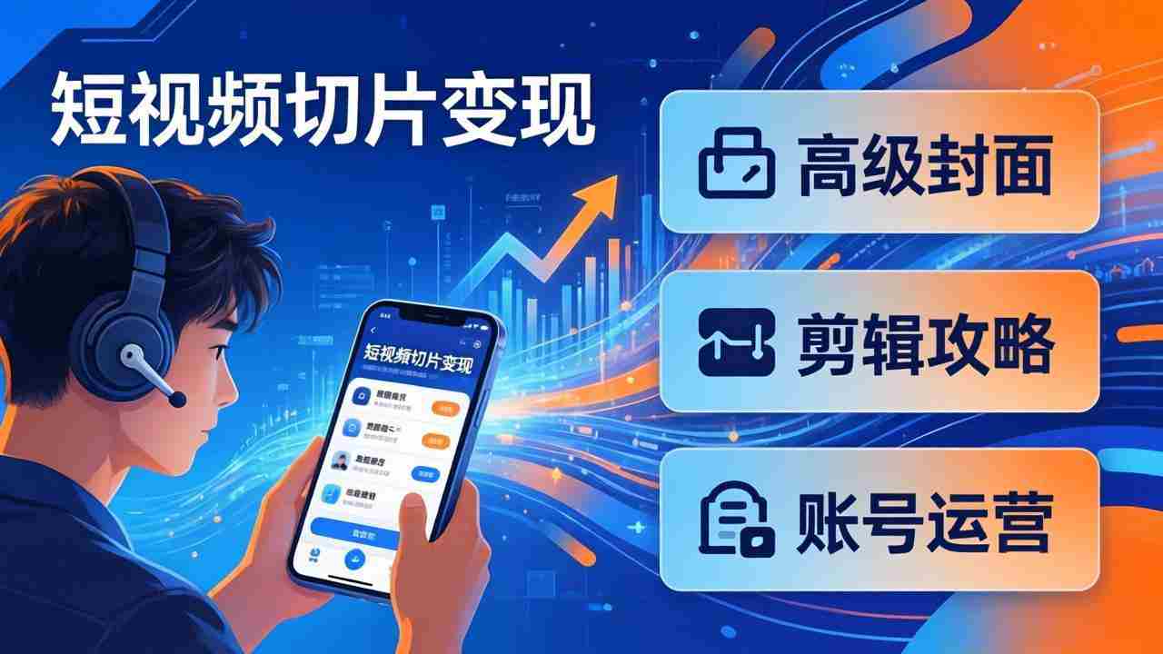 （17758期）短视频切片变现速成班2.0：高级封面+剪辑攻略+账号运营，0基础小白快速入局副业