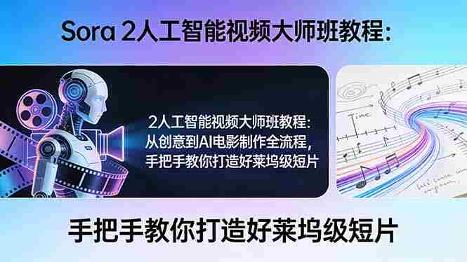 （17688期）Sora 2人工智能视频大师班教程：从创意到AI电影制作全流程，手把手教你打造好莱坞级短片