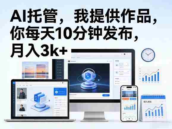 公众号AI托管，我提供作品，你每天10分钟发布，月入3k+【揭秘】