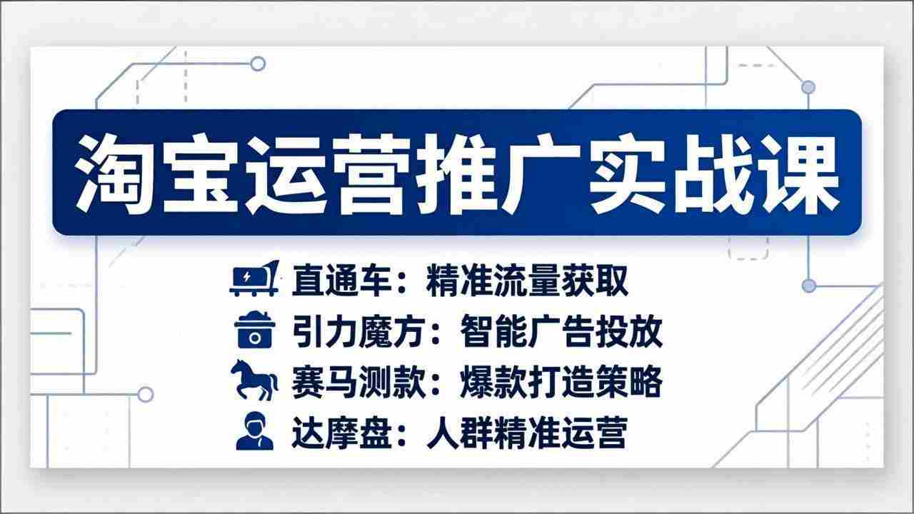 （17660期）淘宝运营推广实战课，直通车+引力魔方+赛马测款+达摩盘人群推广等（更新26年3月）
