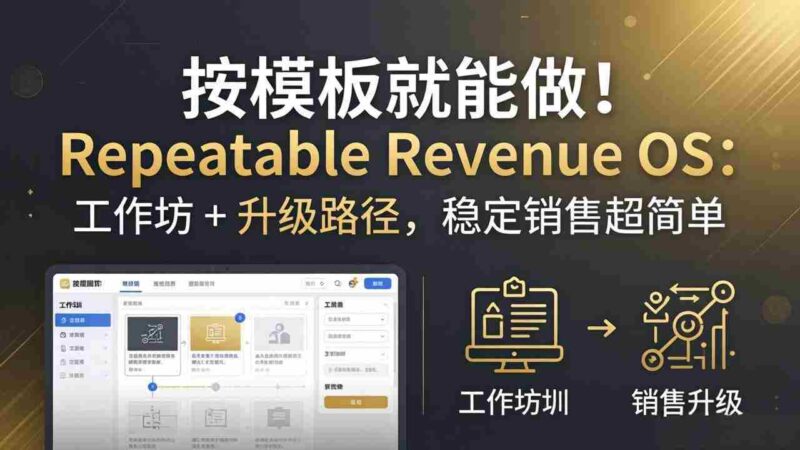 (18085期)按模板就能做!Repeatable Revenue OS:工作坊 + 升级路径,稳定销售超简单-中创网,冒泡网,福缘网创业项目大全-创安网