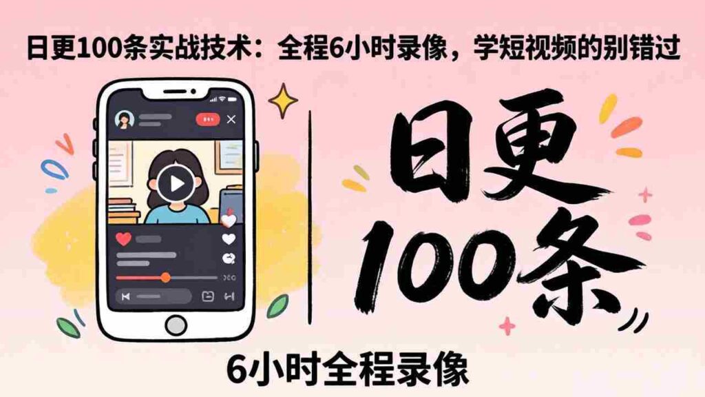 （18097期）某工作坊东莞2026年4月12线下课：日更100条实战：全程6小时录像，学短视频的别错过