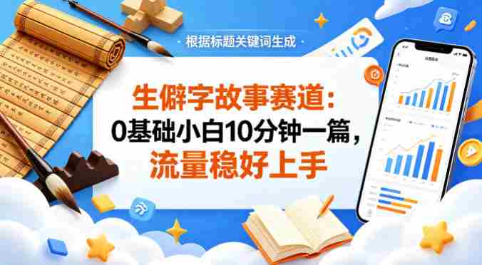 公众号流量主——生僻字故事赛道，流量稳，好上手，0基础小白也能10分钟一篇